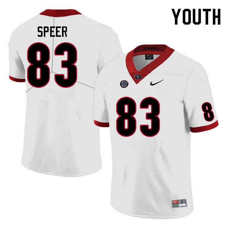 Youth #83 Cole Speer Georgia Bulldogs College Football Jerseys Sale-White - Click Image to Close